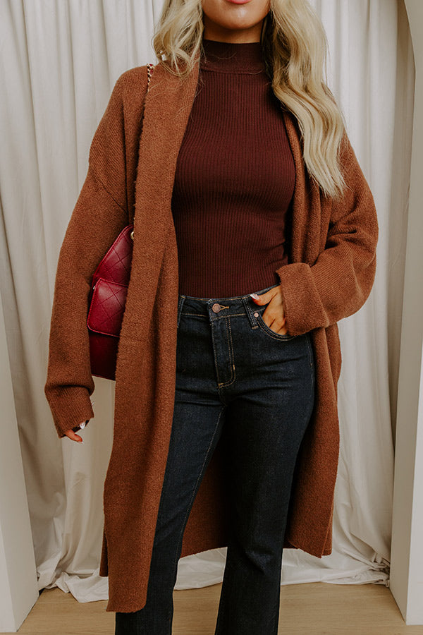 Endless Cuddles Knit Duster Cardigan in Chocolate Image 3
