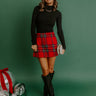 Holiday Party High Waist Plaid Skort in Red Image - 1
