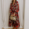 Oak Grove Tiered Floral Midi Dress in Mocha Image 1