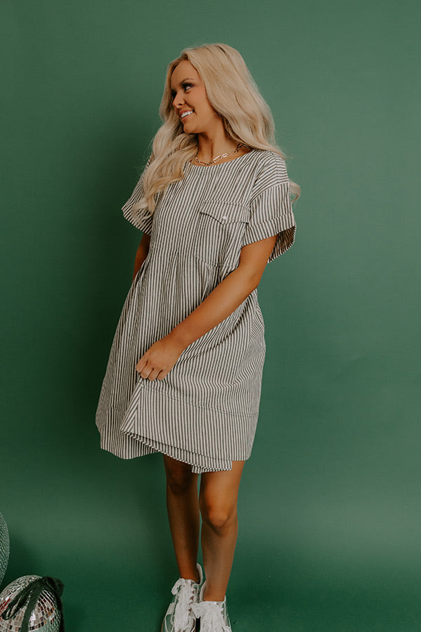 Charming Glance Stripe Mini Dress in Hunter Green Image - 4