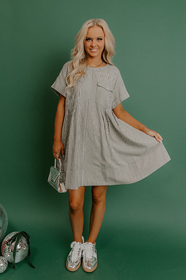 Charming Glance Stripe Mini Dress in Hunter Green Image - 2