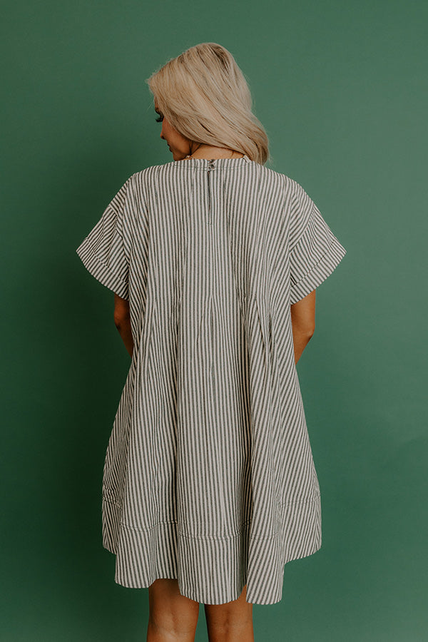 Charming Glance Stripe Mini Dress in Hunter Green Image - 5