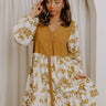 Harvest Charm Floral Mini Dress in Mustard Image 1