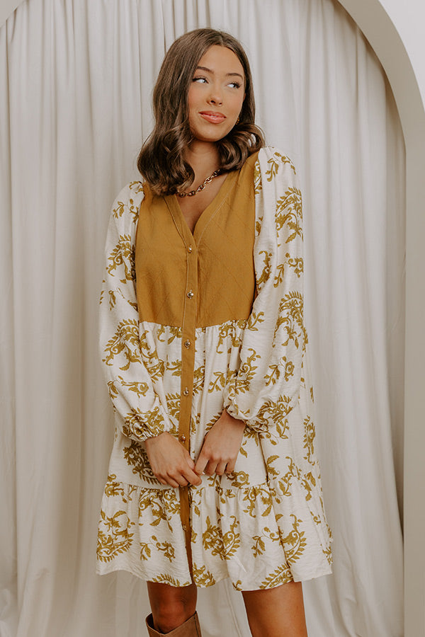 Harvest Charm Floral Mini Dress in Mustard Image 5