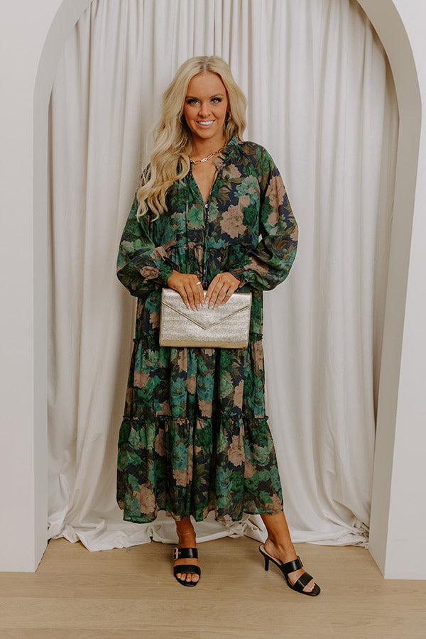 Oak Grove Tiered Floral Midi Dress in Navy Image 3