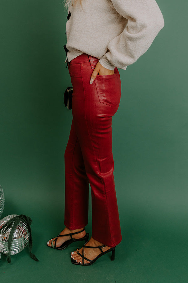 Just USA Aaliyah High Waist Coated Slim Crop Jean in Crimson Image 3