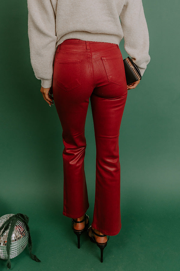 Just USA Aaliyah High Waist Coated Slim Crop Jean in Crimson Image 4