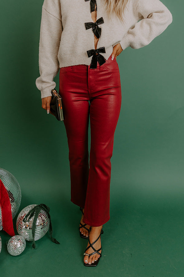 Just USA Aaliyah High Waist Coated Slim Crop Jean in Crimson Image 2
