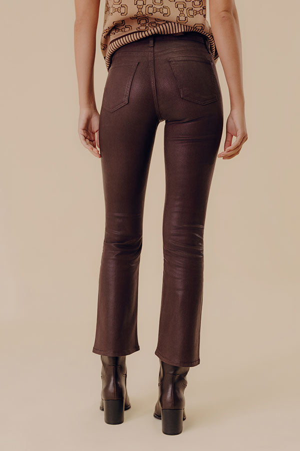 Just USA Aaliyah High Waist Coated Slim Crop Jean in Chestnut Image - 5