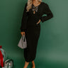 Darling Detail Knit Sweater Midi Dress in Black Image - 1