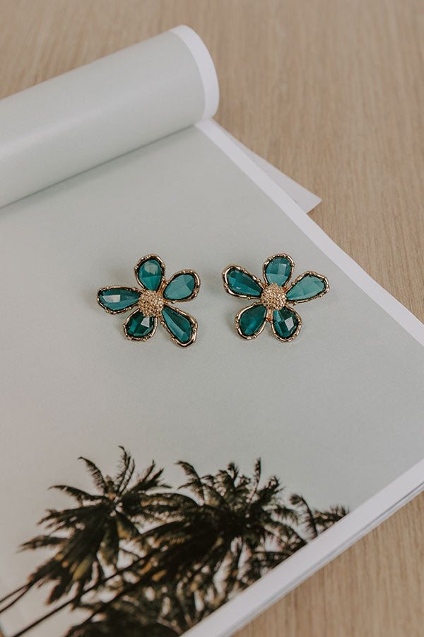 Sweet Blooms Earrings in Teal Image - 4
