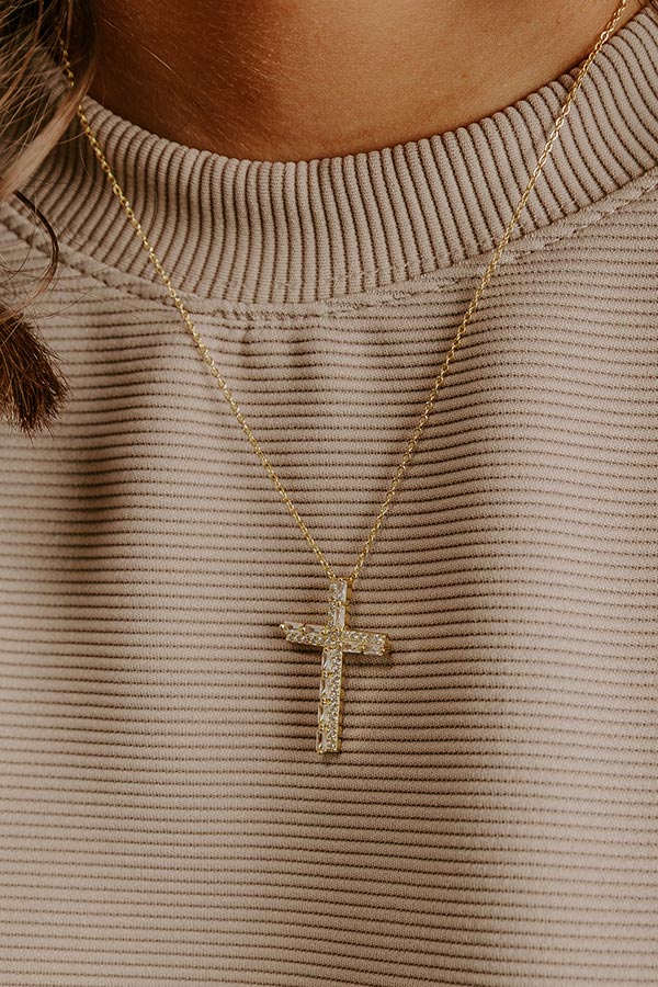 Faithfully Yours Cubic Zirconia Necklace in Gold