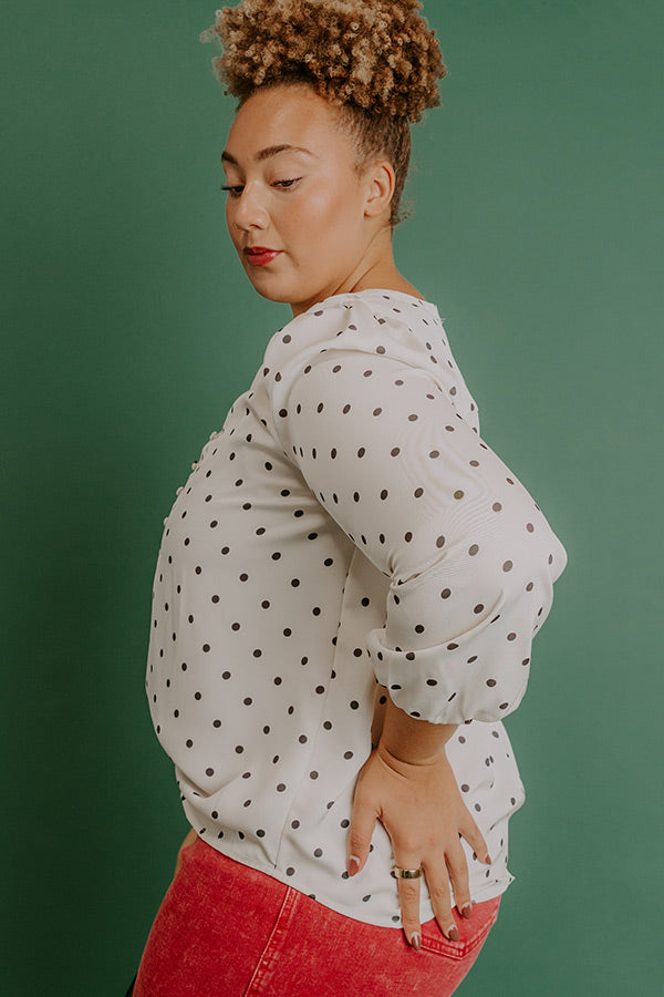 Kind Conversation Polka Dot Henley Top Curves Image 3