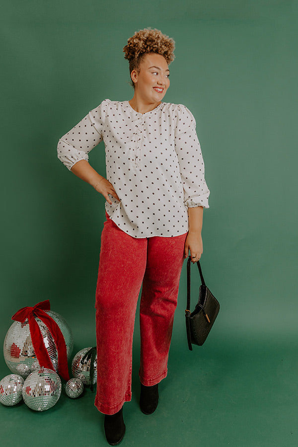 Kind Conversation Polka Dot Henley Top Curves Image 2