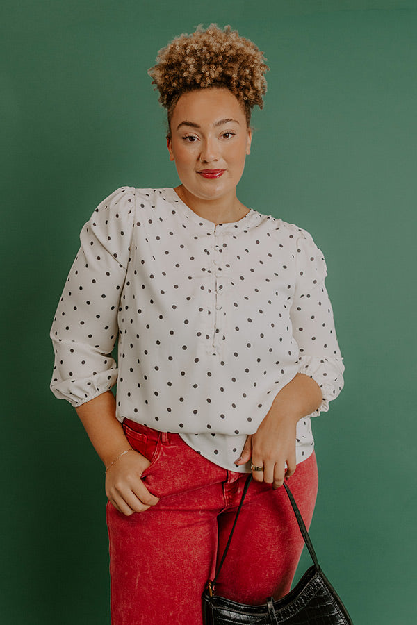 Kind Conversation Polka Dot Henley Top Curves Image 1