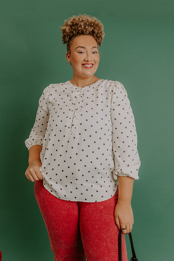 Kind Conversation Polka Dot Henley Top Curves Image 5
