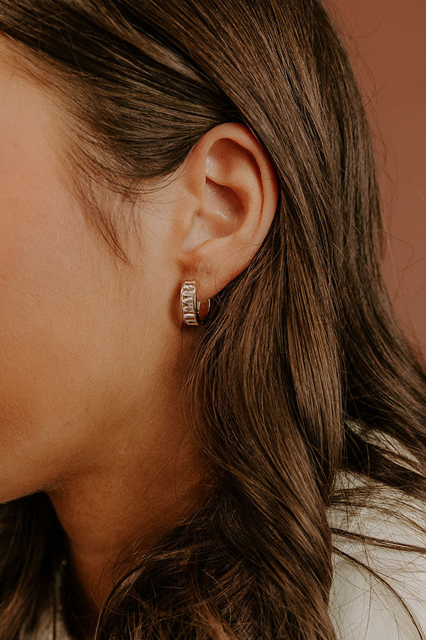 Glimmering Smile Baguette Huggie Hoop Earrings