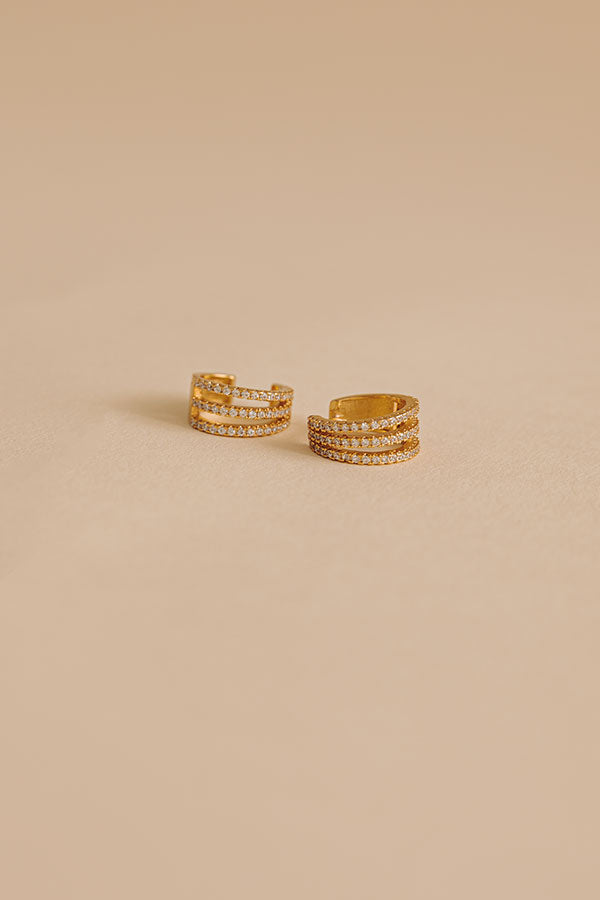 First Class Charm Cubic Zirconia Huggie Hoop Earrings Image - 2