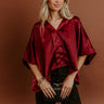 High Society Chic Satin Top in Wine Image - 1