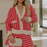 Holiday Chic Houndstooth Knit Cardigan Image - 1
