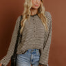 Sweet on You Stripe Knit Cardigan in Espresso Image - 1