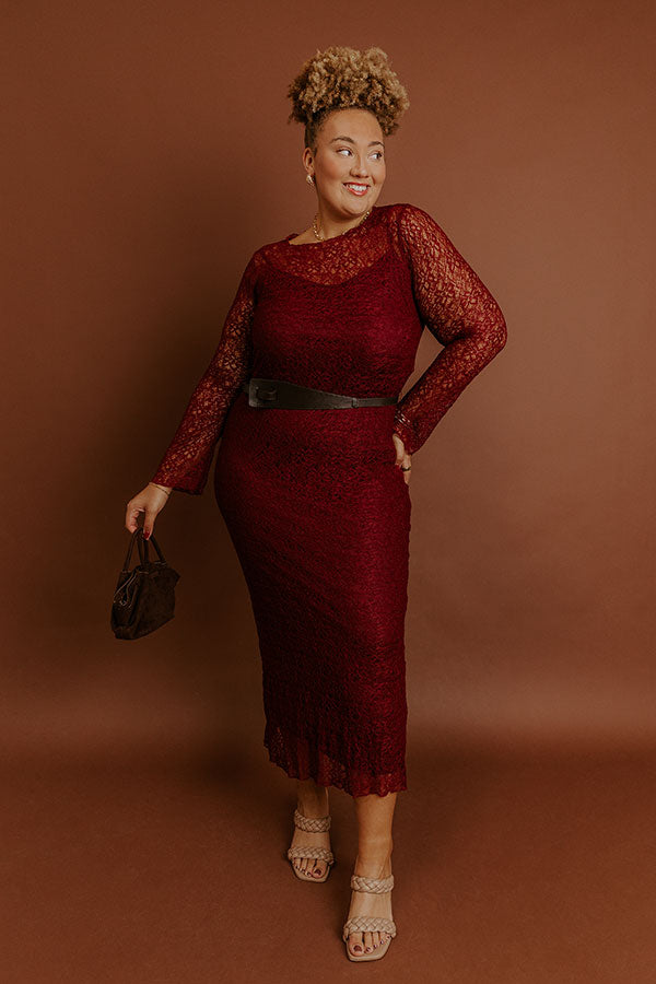 Twilight Muse Lace Maxi Dress in Merlot Curves Image - 1