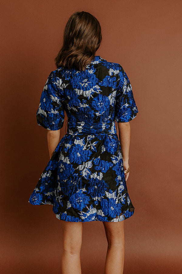 Evening Reverie Floral Jacquard Mini Dress Image - 5