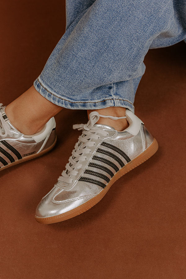 Stevie Faux Leather Metallic Sneaker in Silver Image - 2