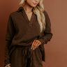 Cozy Cues Midrise Fleece Shorts in Chestnut Image - 1
