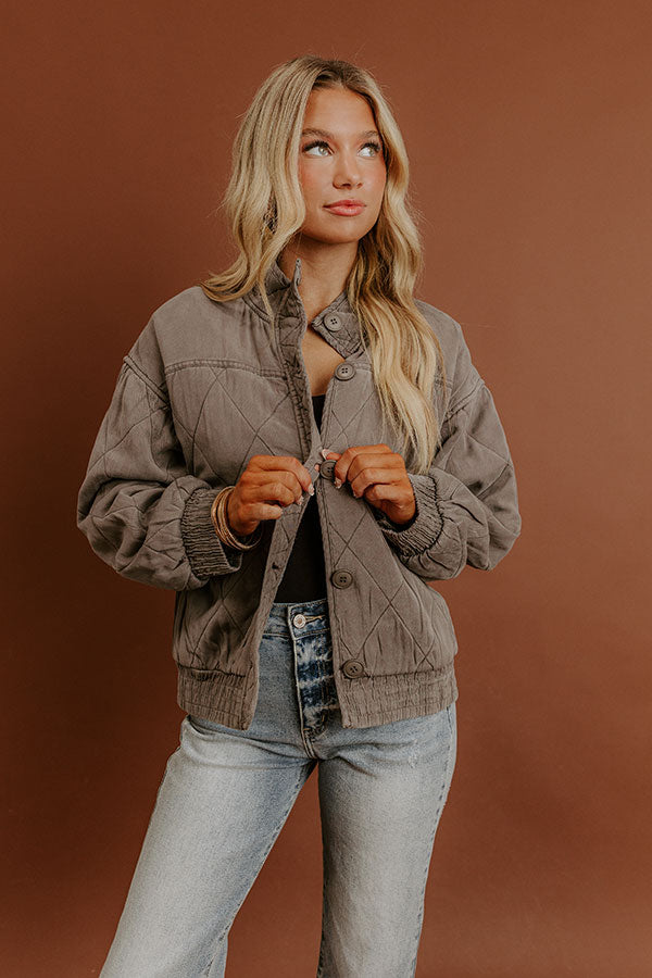 Ski Lodge Cutie Quilted Jacket in Charcoal Image - 1