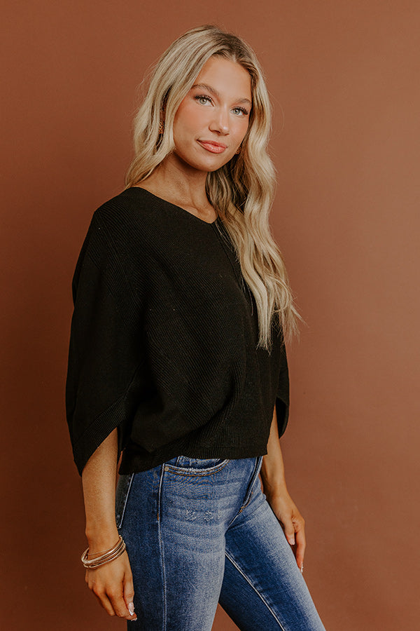 Bistro Vibes Knit Dolman Top in Black Image - 4