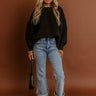 Poetic Muse Ribbed Sweatshirt in Black Image - 1