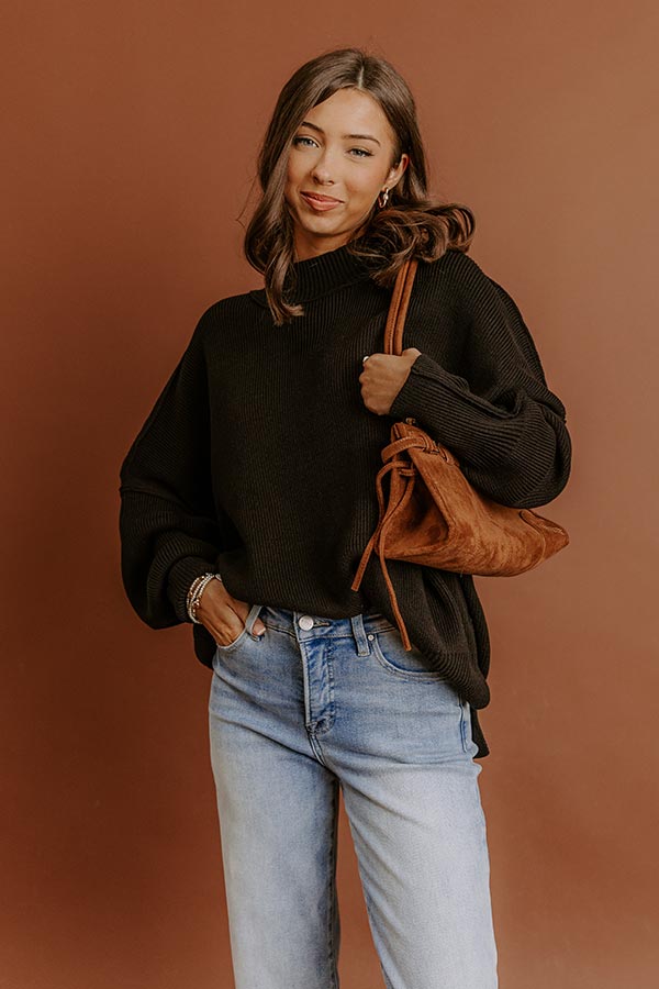 Full Of Warmth Tunic Sweater In Black