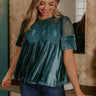 Delicate Daze Velvet Top in Teal Image - 1