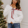 Soft Smile Eyelash Knit Sweater Top in Plaid Ribbon Image - 1