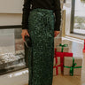 Shimmering Smile High Waist Sequin Wrap Maxi Skirt in Hunter Green Image - 1