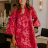 Polished And Poised Floral Jacquard Mini Dress in Hot Pink Image - 1