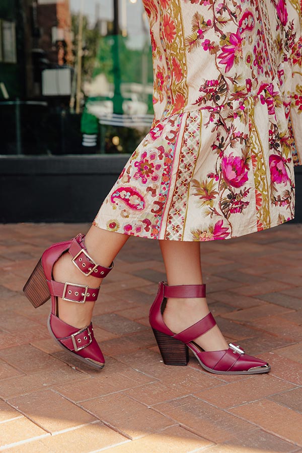 The Charlotte Faux Leather Heel in Merlot