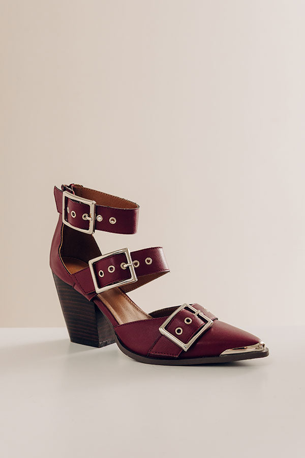 The Charlotte Faux Leather Heel in Merlot Image - 2