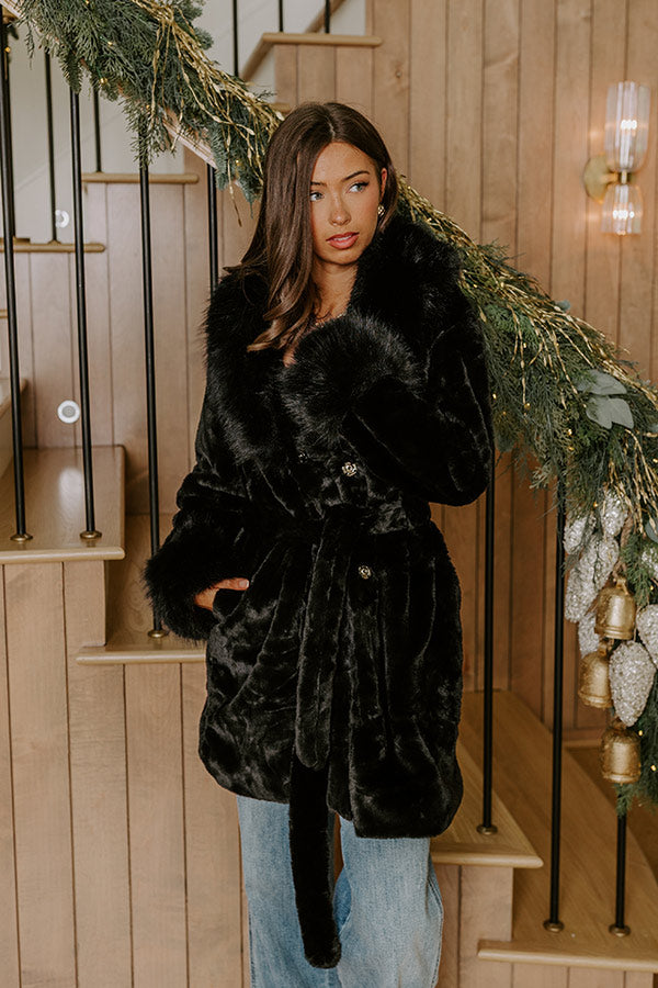 London Afternoon Plush Faux Fur Coat in Black Image - 2
