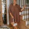 Dinner in Soho Scalloped Mini Dress in Mocha Curves Image - 1