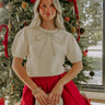 Bow-tiful Moment Embellished Sweater Top in Cream Image - 1