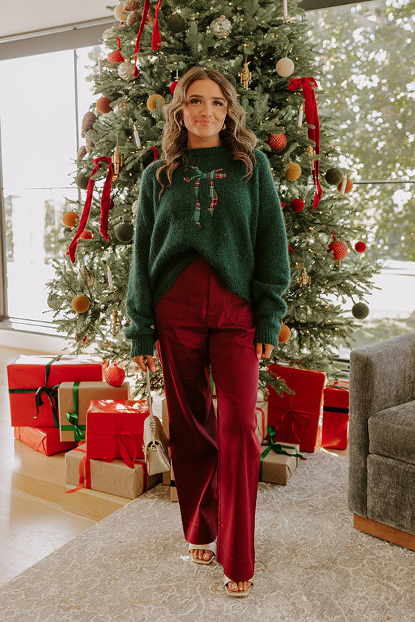 The Trixie High Waist Wide Leg Pants in Merlot