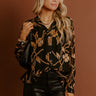 Elegant Ease Floral Jacquard Button Up Top Image - 1