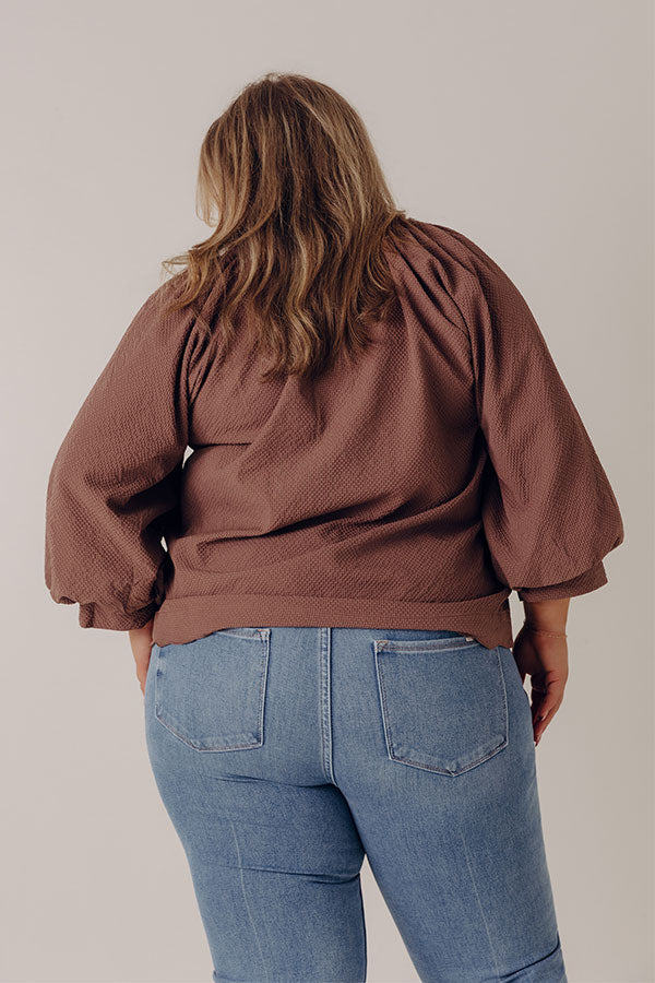 Dinner In Soho Scalloped Top in Mocha Curves Image - 5