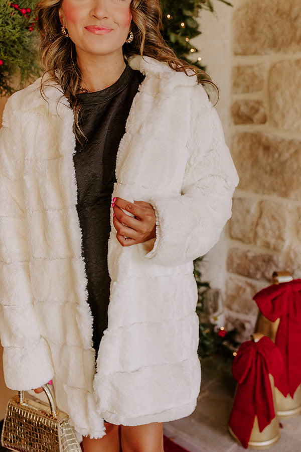 Uptown Charm Faux Fur Coat in Ivory Image - 3