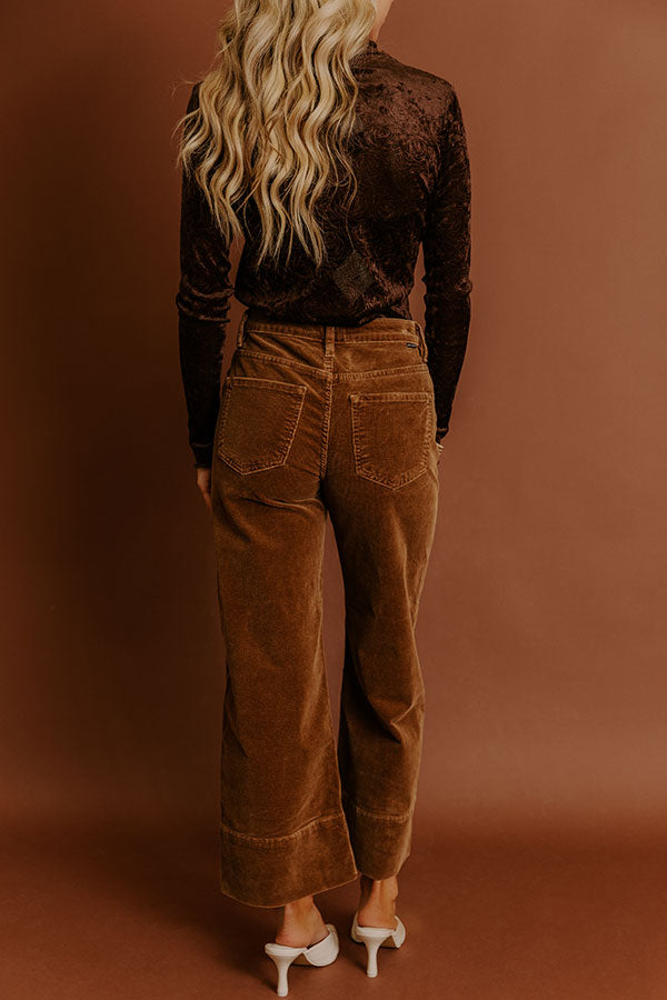 RISEN Kinsley High Waist Corduroy Wide Leg Pants in Chocolate Image - 4
