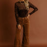 RISEN Kinsley High Waist Corduroy Wide Leg Pants in Chocolate Image - 1