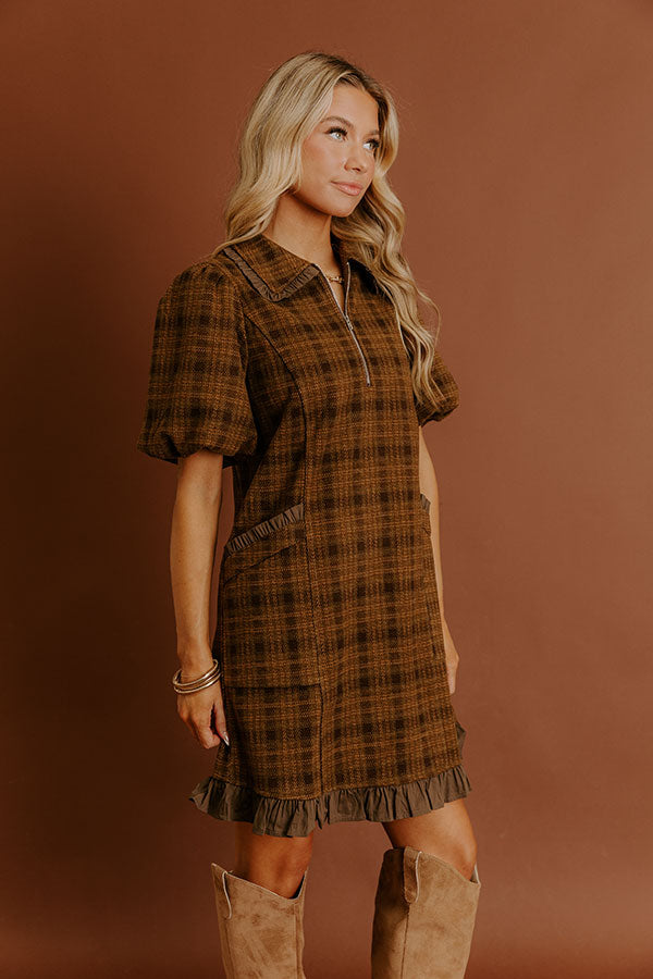 Gathered In Style Plaid Mini Dress Image - 5