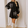 Petal Pop Sweater Mini Dress in Black Image - 1